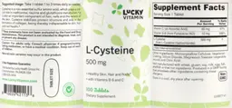 Label for L-Cysteine 500 mg