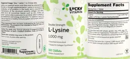 Label for L-Lysine 1,000 mg