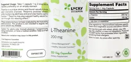Label for L-Theanine 200 mg