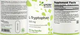 Label for L-Tryptophan 500 mg