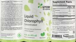 Label for Liquid Chlorophyll Mint Flavor
