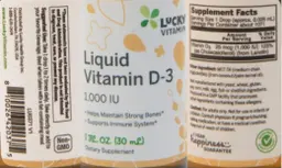 Label for Liquid Vitamin D-3 1,000 IU