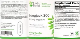 Label for Longjack 300 Tongkat Ali 300 mg