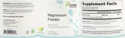 Label for Magnesium Powder Lemon Fizz Flavor