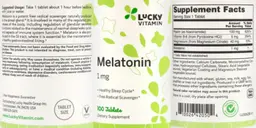 Label for Melatonin 1 mg