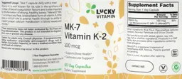 Label for MK-7 Vitamin K-2 100 mcg