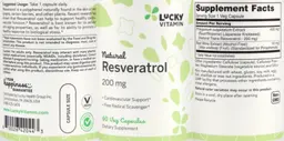 Label for Natural Resveratrol 200 mg