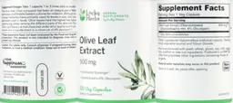 Label for Olive Leaf Extract 500 mg