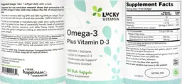 Label for Omega-3 Plus Vitamin D3 1,000 IU
