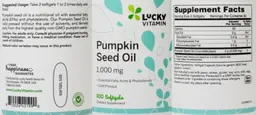 Label for Pumpkin Seed Oil 1,000 mg