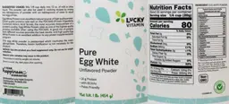 Label for Pure Egg White Unflavored Powder