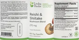 Label for Reishi & Shiitake Mushroom Blend 270 mg
