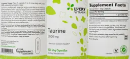 Label for Taurine 1,000 mg