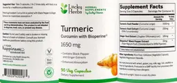 Label for Turmeric 1650 mg