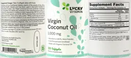 Label for Virgin Coconut Oil 1,000 mg