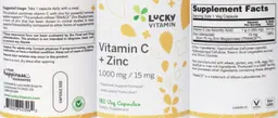 Label for Vitamin C 1,000 mg + Zinc 15 mg