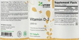 Label for Vitamin D-3 1,000 IU