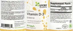 Label for Vitamin D-3 10,000 IU