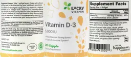 Label for Vitamin D-3 5,000 IU