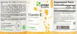 Label for Vitamin E 200 IU