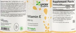 Label for Vitamin E 400 IU