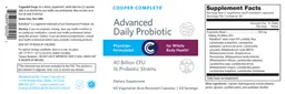 Label for Advanced Daily Probiotic 40 Billion CFU