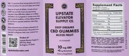 Label for Deep Dreams CBD Gummies 10 mg Mixed Fruit
