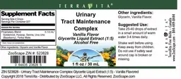 Label for Urinary Tract Maintenance Complex Vanilla Flavor