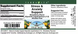 Label for Stress & Anxiety Support Strawberry Flavor