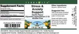 Label for Stress & Anxiety Support Vanilla Flavor