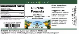 Label for Diuretic Formula Mint Flavor