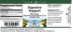Label for Digestive Support Mint Flavor