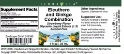 Label for Eluethero and Ginkgo Combination Strawberry Flavor