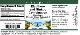 Label for Eleuthero and Ginkgo Combination Mint Flavor