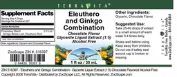 Label for Eleuthero and Ginkgo Combination Chocolate Flavor