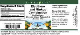 Label for Eleuthero and Ginkgo Combination Vanilla Flavor