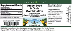 Label for Anise Seed & Orris Combination Vanilla Flavor