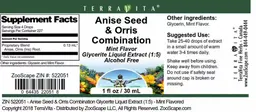 Label for Anise Seed & Orris Combination Mint Flavor