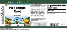 Label for Wild Indigo Root Powder