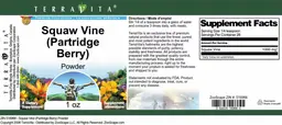 Label for Squaw Vine (Partridge Berry) Powder