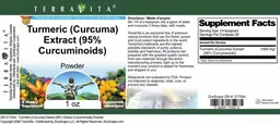 Label for Turmeric (Curcuma) Extract (95% Curcuminoids) Powder