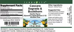 Label for Cascara Sagrada & Buckthorn Vanilla Flavor