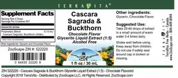 Label for Cascara Sagrada & Buckthorn Chocolate Flavor