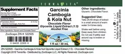 Label for Garcinia Cambogia & Kola Nut Chocolate Flavor
