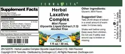 Label for Herbal Laxative Complex Mint Flavor