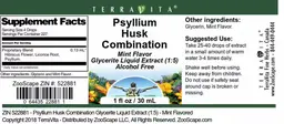 Label for Psyllium Husk Combination Mint Flavor