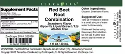 Label for Red Beet Root Combination Strawberry Flavor