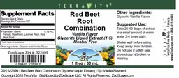 Label for Red Beet Root Combination Vanilla Flavor