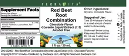 Label for Red Beet Root Combination Chocolate Flavor