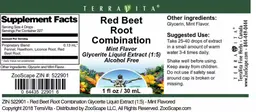 Label for Red Beet Root Combination Mint Flavor